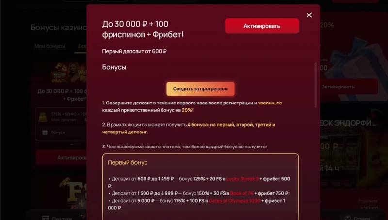 Информация об отыгрыше в казино 7K